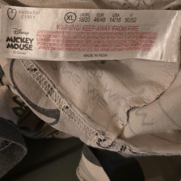 Disney Mickey Mouse Pajama Set Primark Loungewear Sleepwear Gray XL - Picture 4 of 11